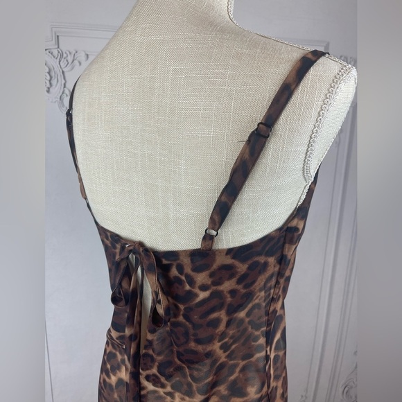 Classy  Leopard Sheer Sleeveless Cocktail Party Maxi Dress - Picture 5 of 8